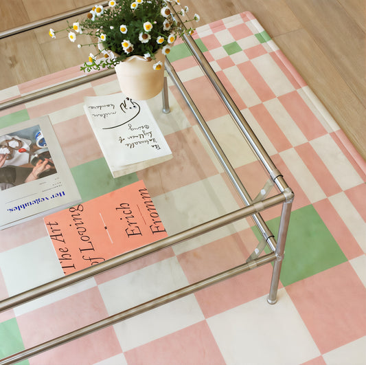 Green-pink Checkerboard Rug