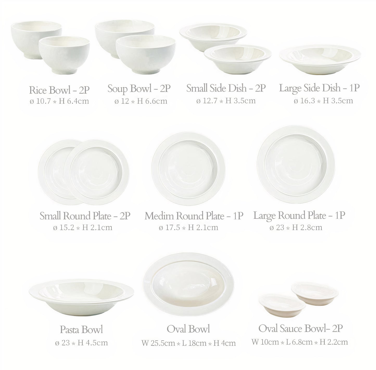 2-Person Plate and Bowl Set - 15 Piece