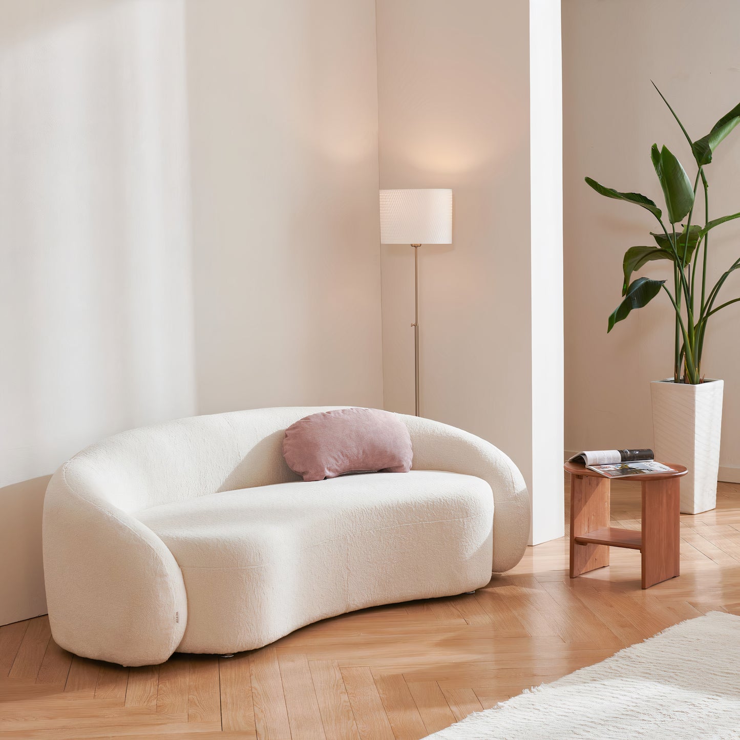 3-Seater Cream Bouclé Sofa