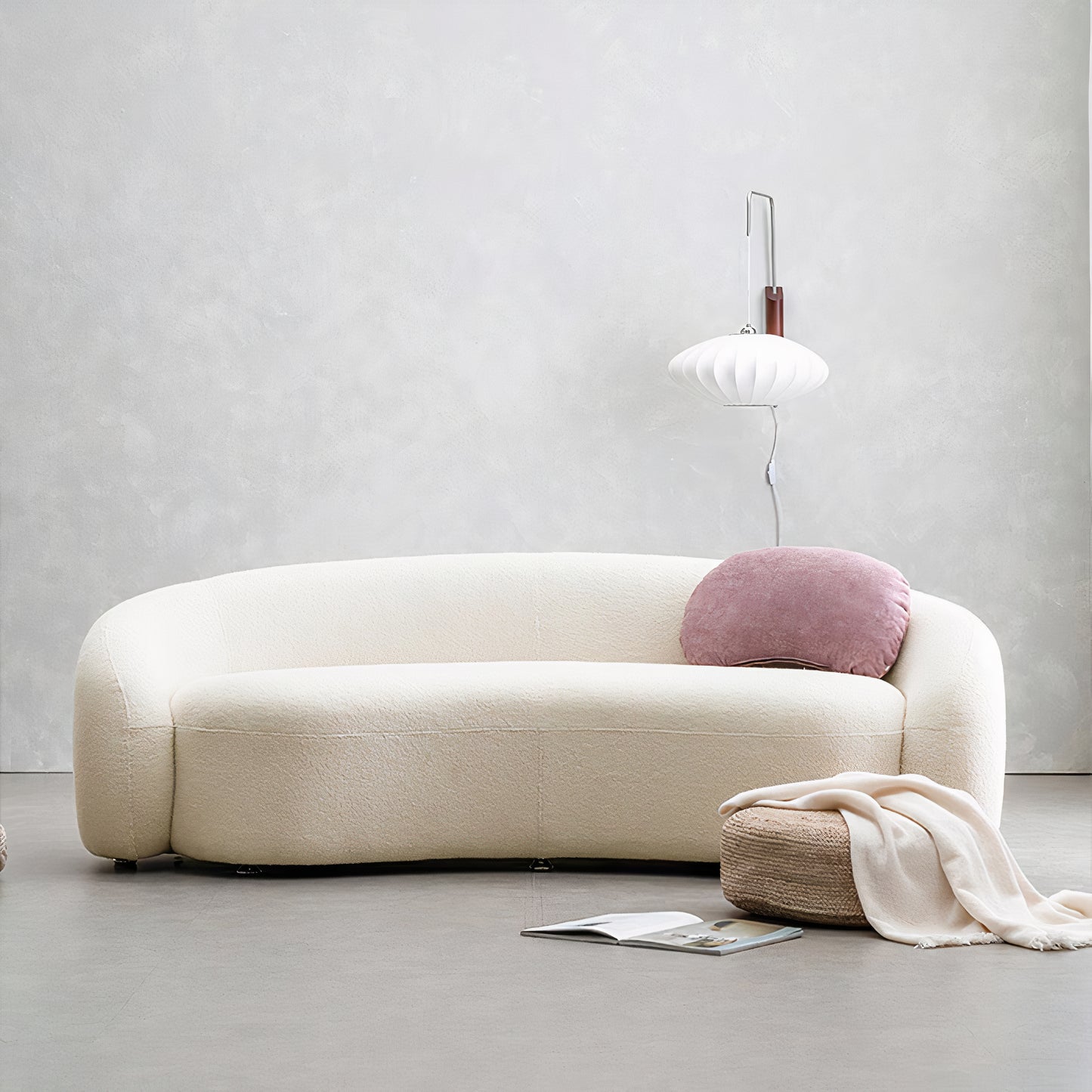 3-Seater Cream Bouclé Sofa