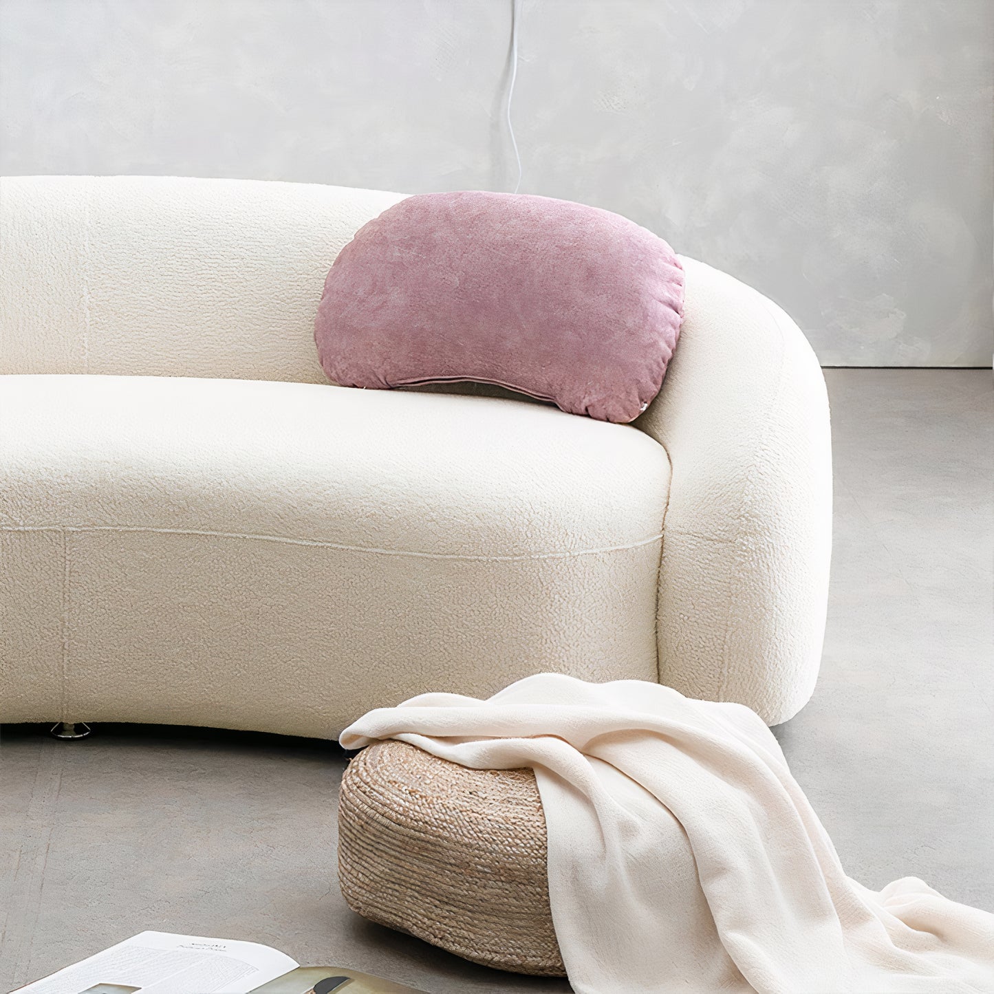 3-Seater Cream Bouclé Sofa