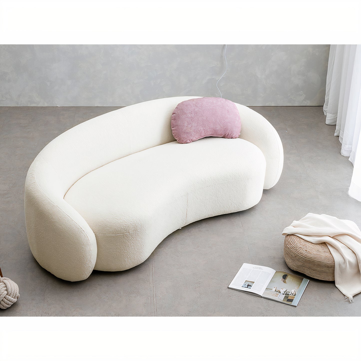 3-Seater Cream Bouclé Sofa