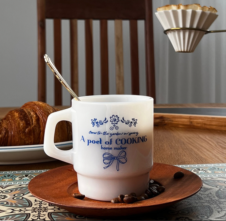 Syracuse Pattern Milk Glass Mug