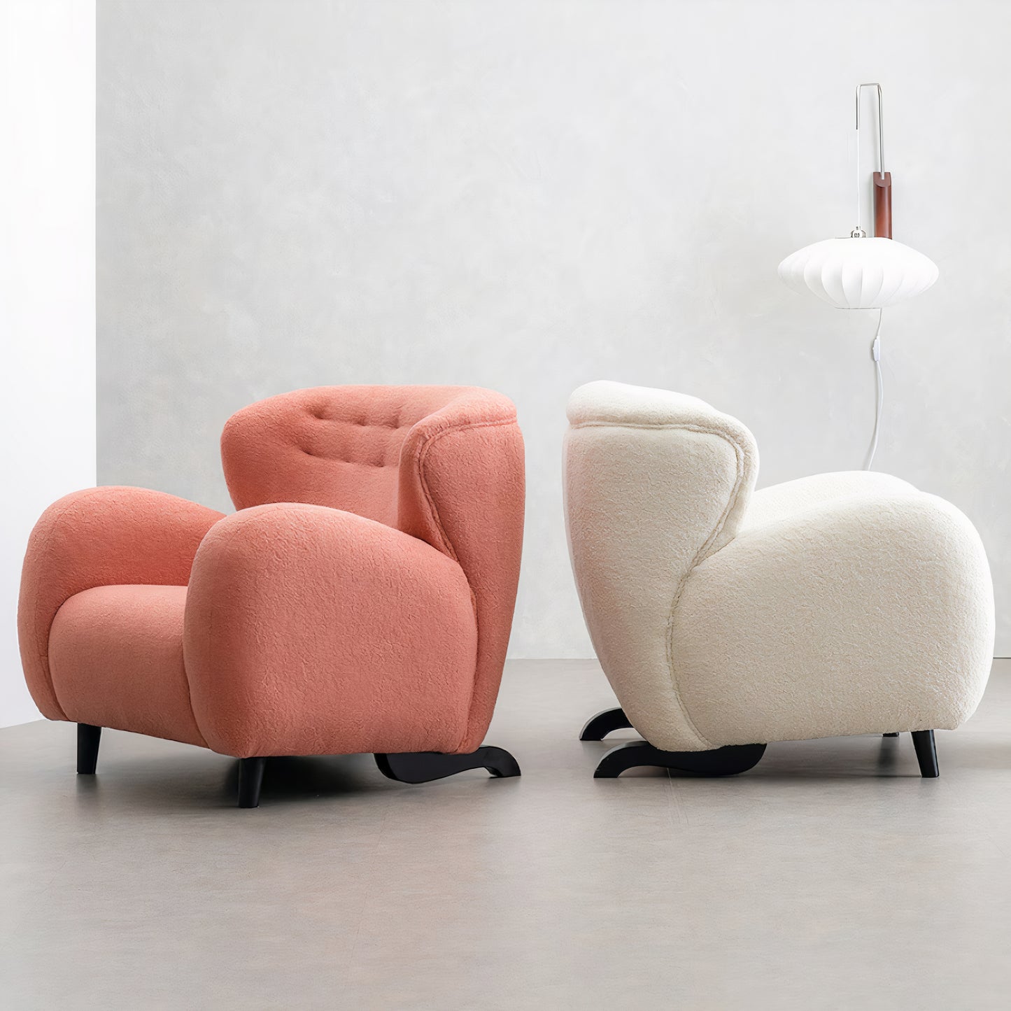 Bouclé Deep Seat Lounge Chair (With Ottoman)
