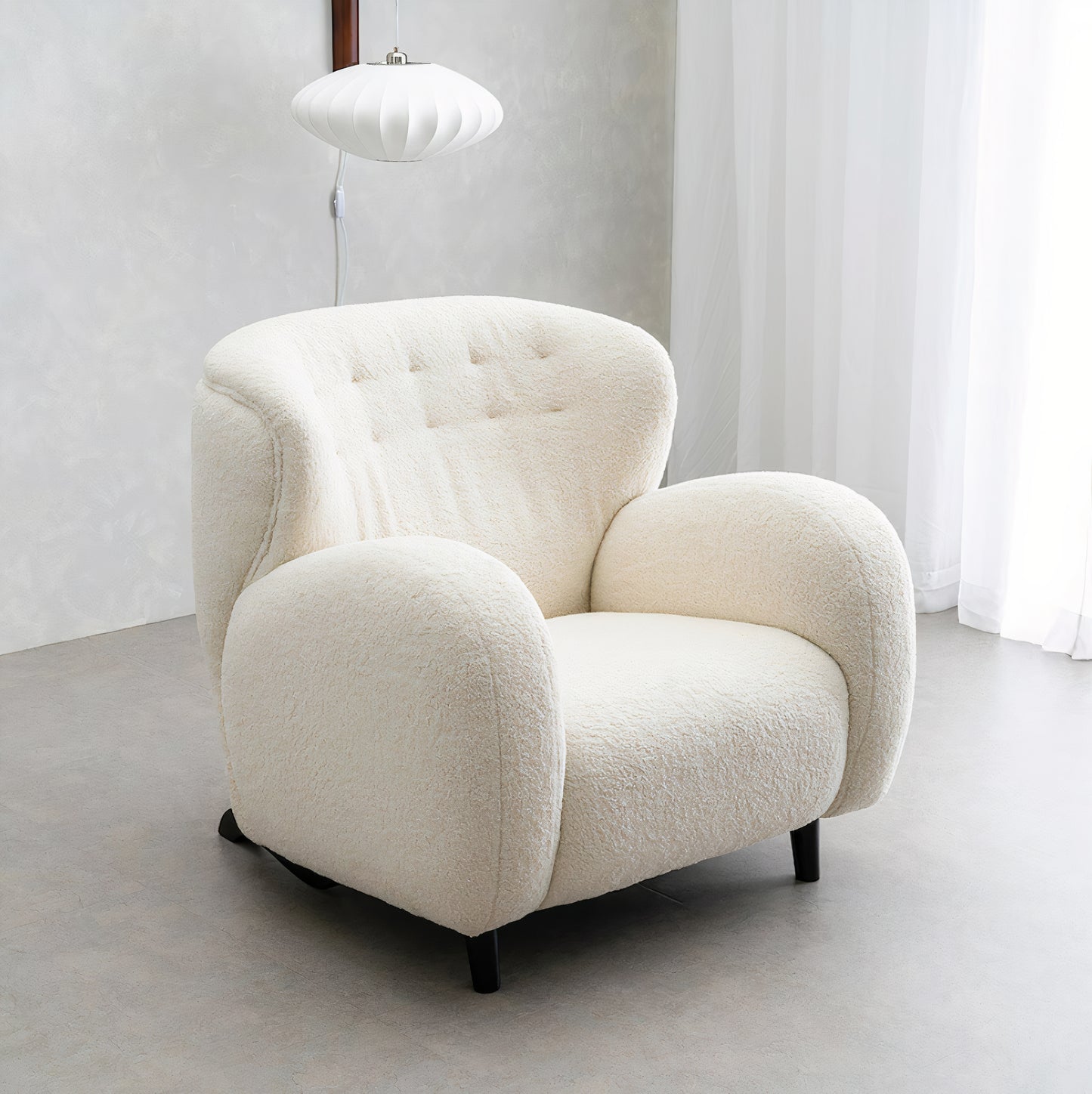 Bouclé Deep Seat Lounge Chair (With Ottoman)