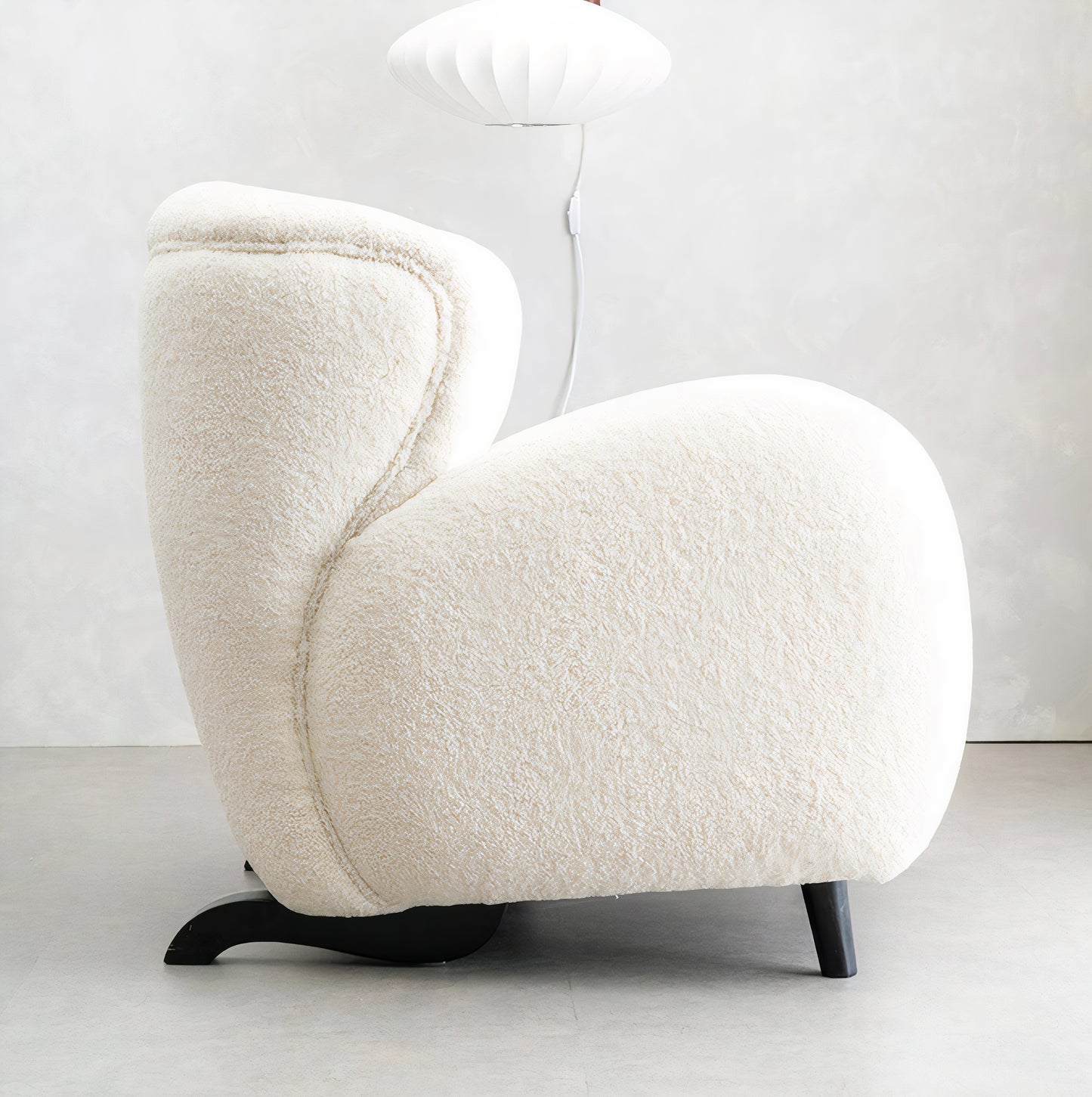Bouclé Deep Seat Lounge Chair (With Ottoman)