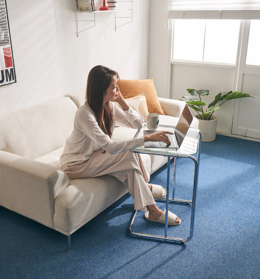 Glass C-Frame Side Table