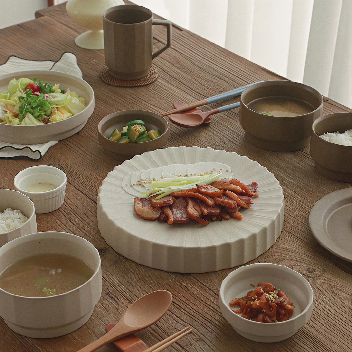 Seoul Signature Fluted Serving Plate - close up