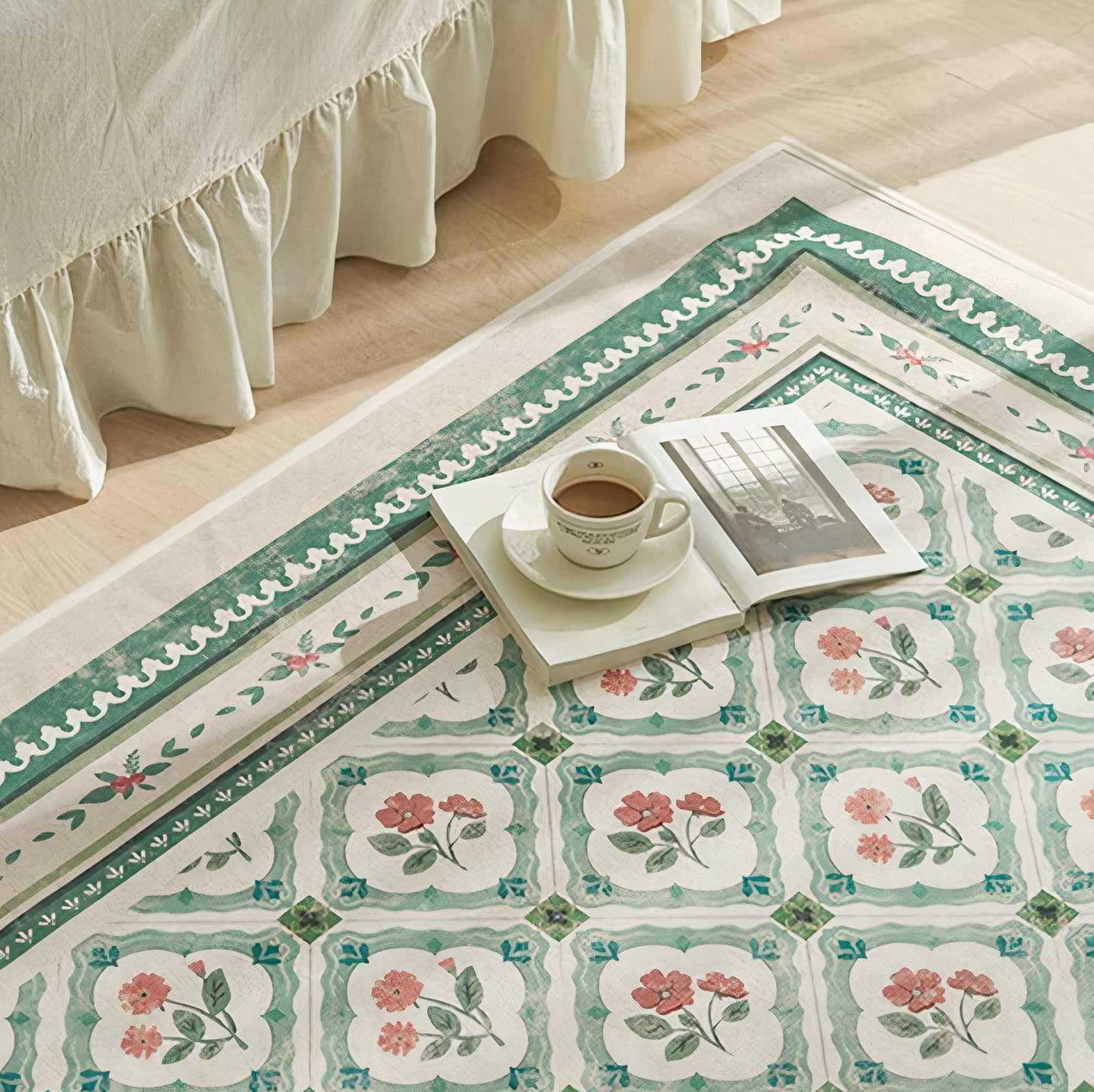Non-Slip Vintage Floral Area Rug