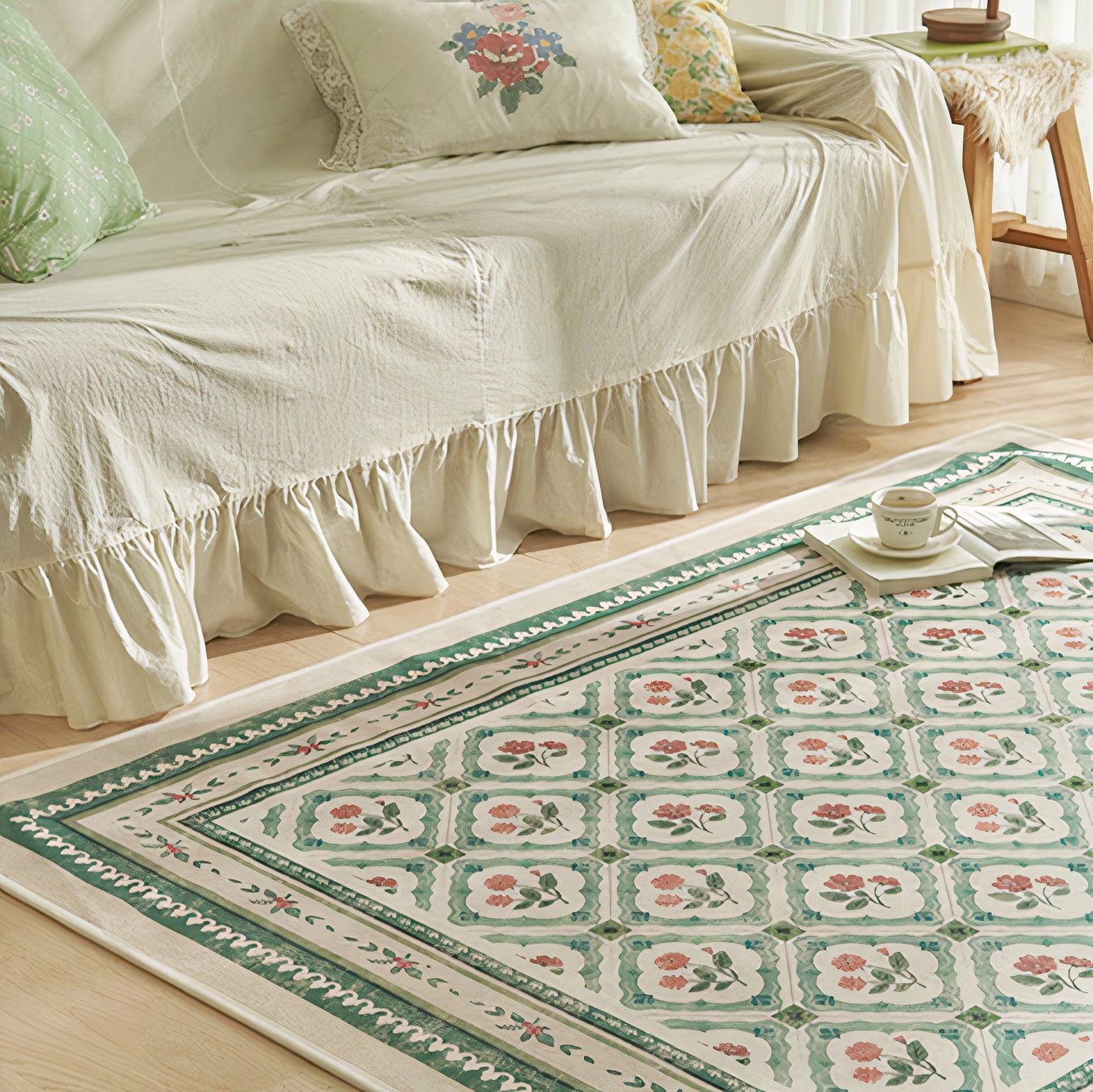 Non-Slip Vintage Floral Area Rug