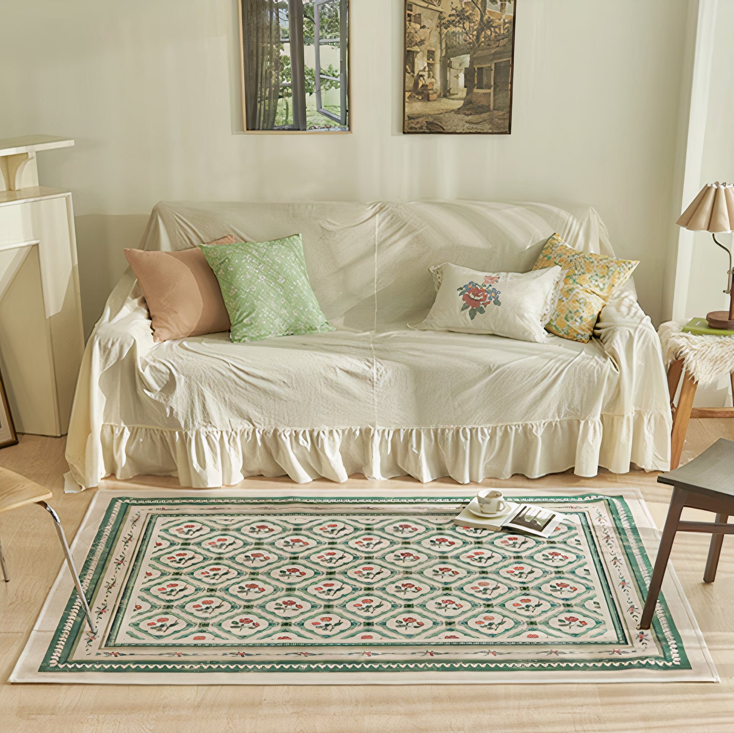 Non-Slip Vintage Floral Area Rug