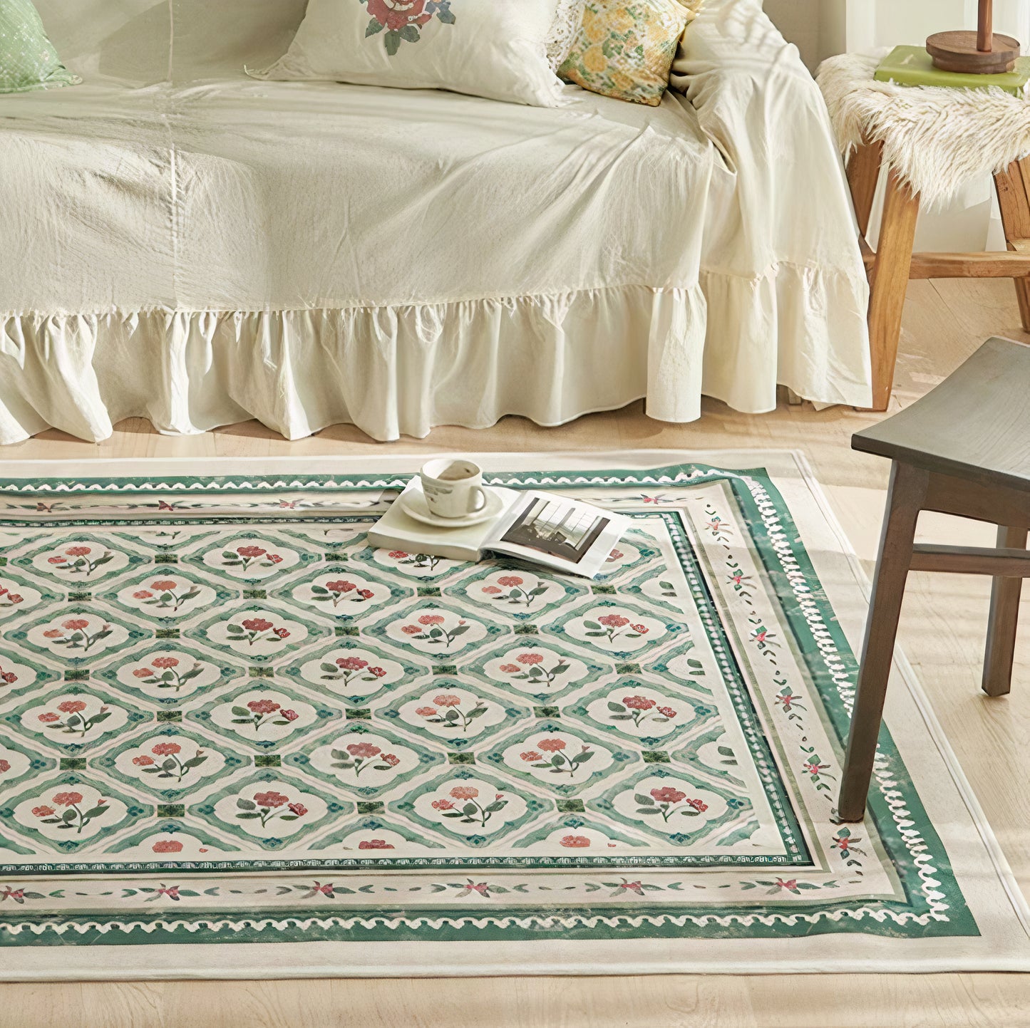 Non-Slip Vintage Floral Area Rug