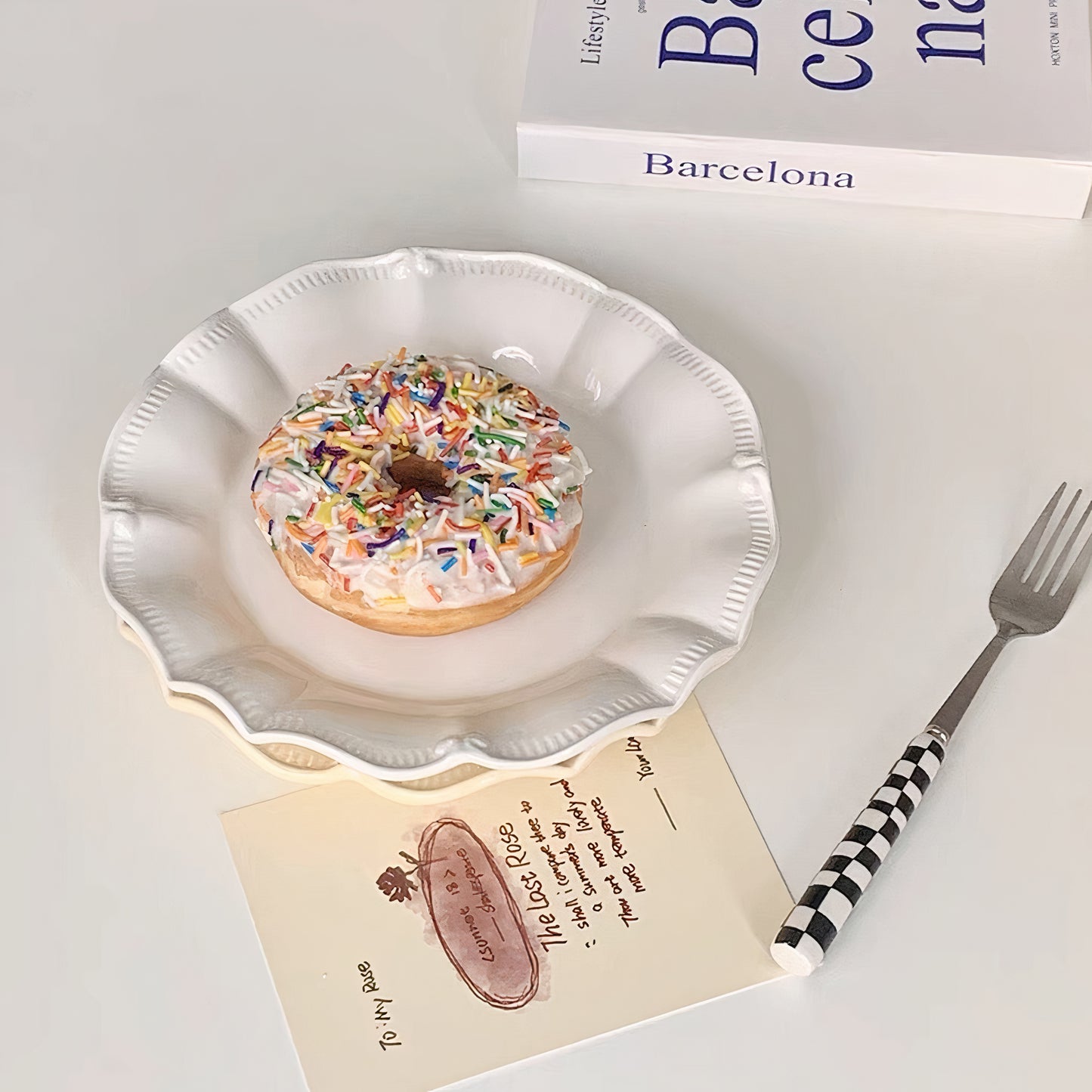 Ruffled Ceramic Dessert Plate