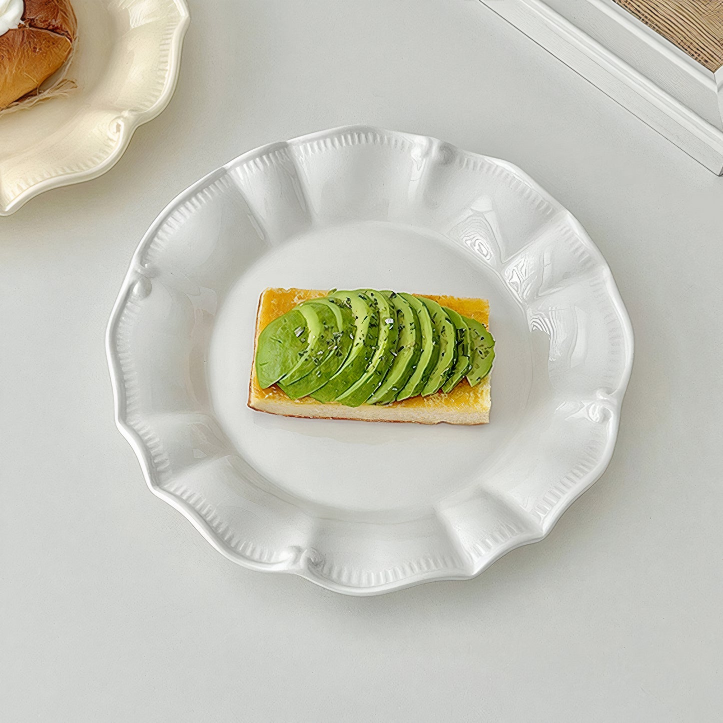 Ruffled Ceramic Dessert Plate