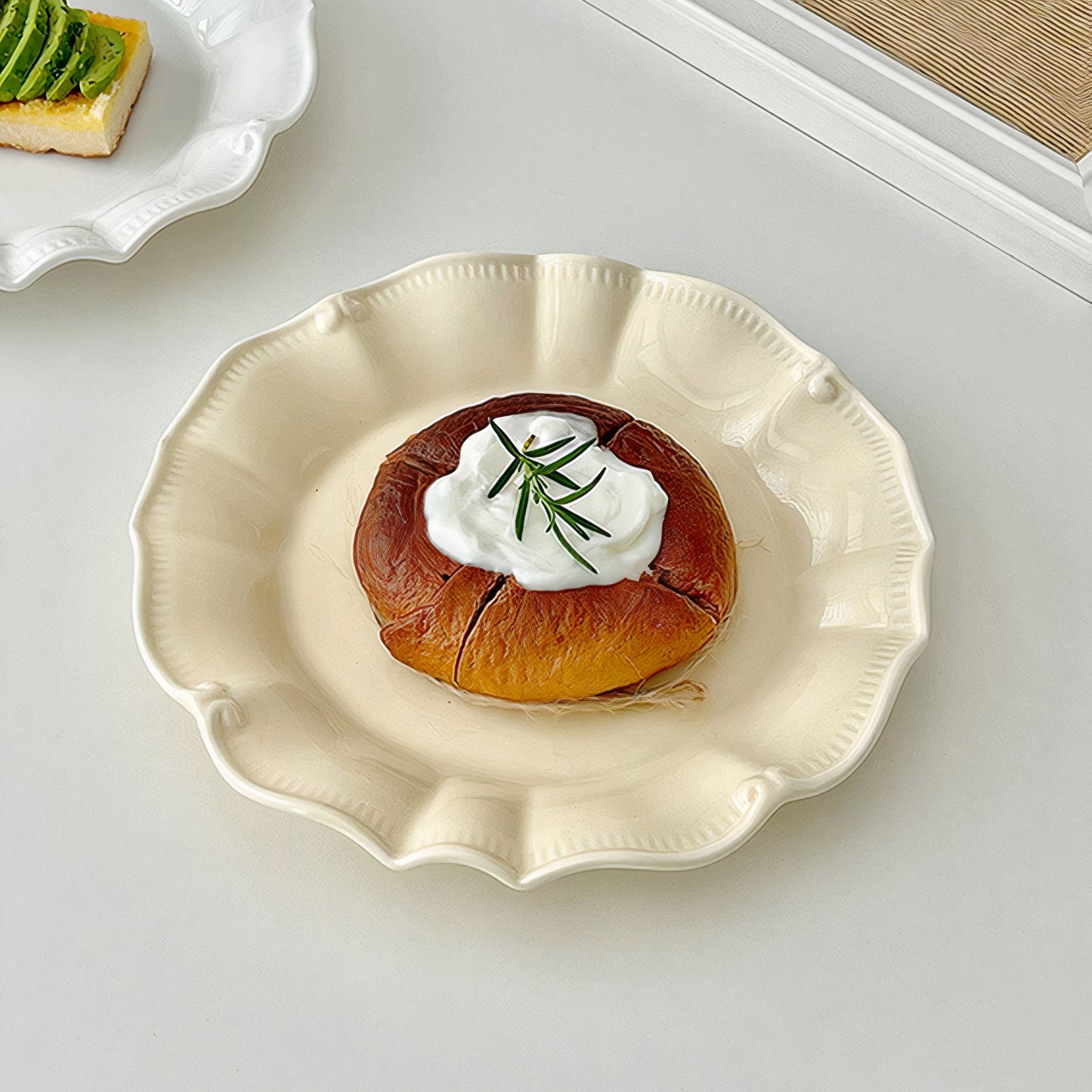 Ruffled Ceramic Dessert Plate