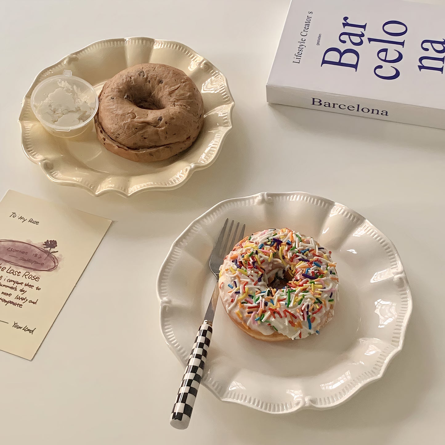 Ruffled Ceramic Dessert Plate
