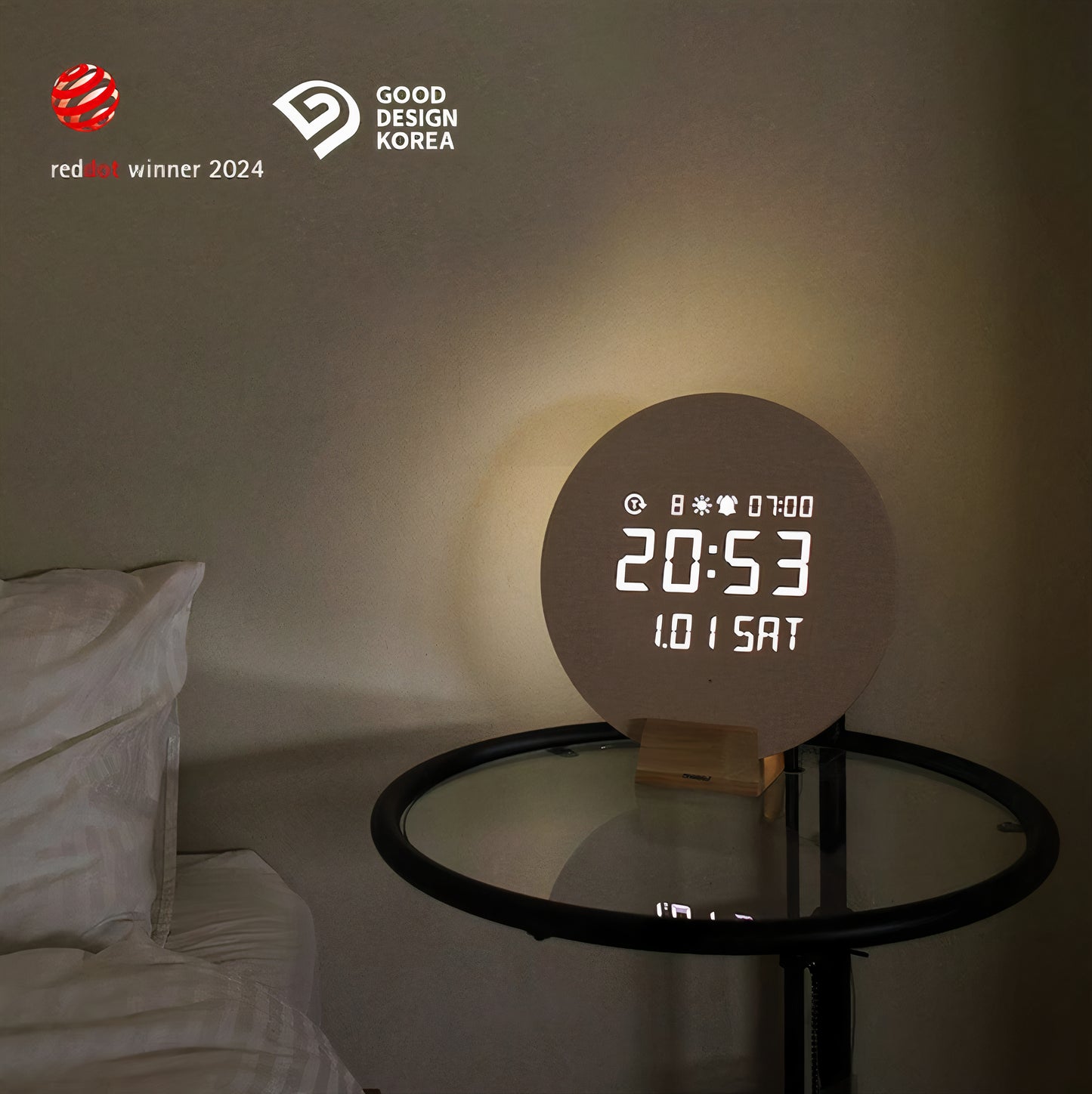 Full Moon LED Clock (with Wooden Stand)
