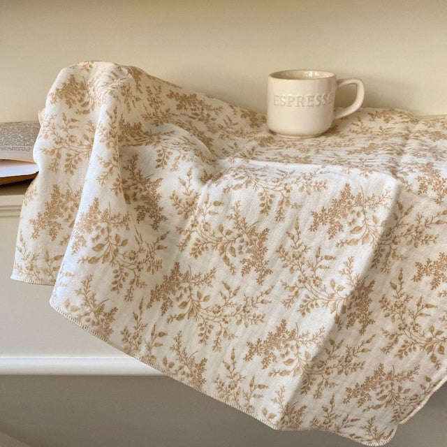 100% Cotton Gauze Kitchen Towel, Beige Floral