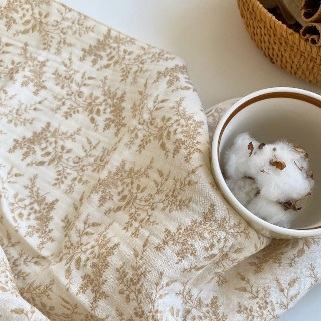 100% Cotton Gauze Kitchen Towel, Beige Floral