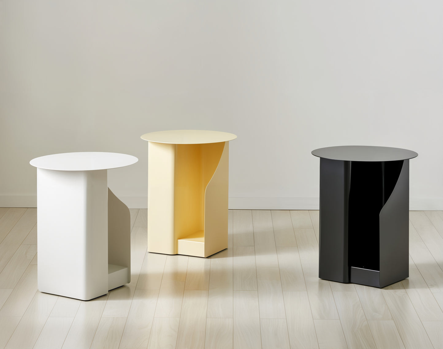 Round Side Table with Built-In Bookshelf