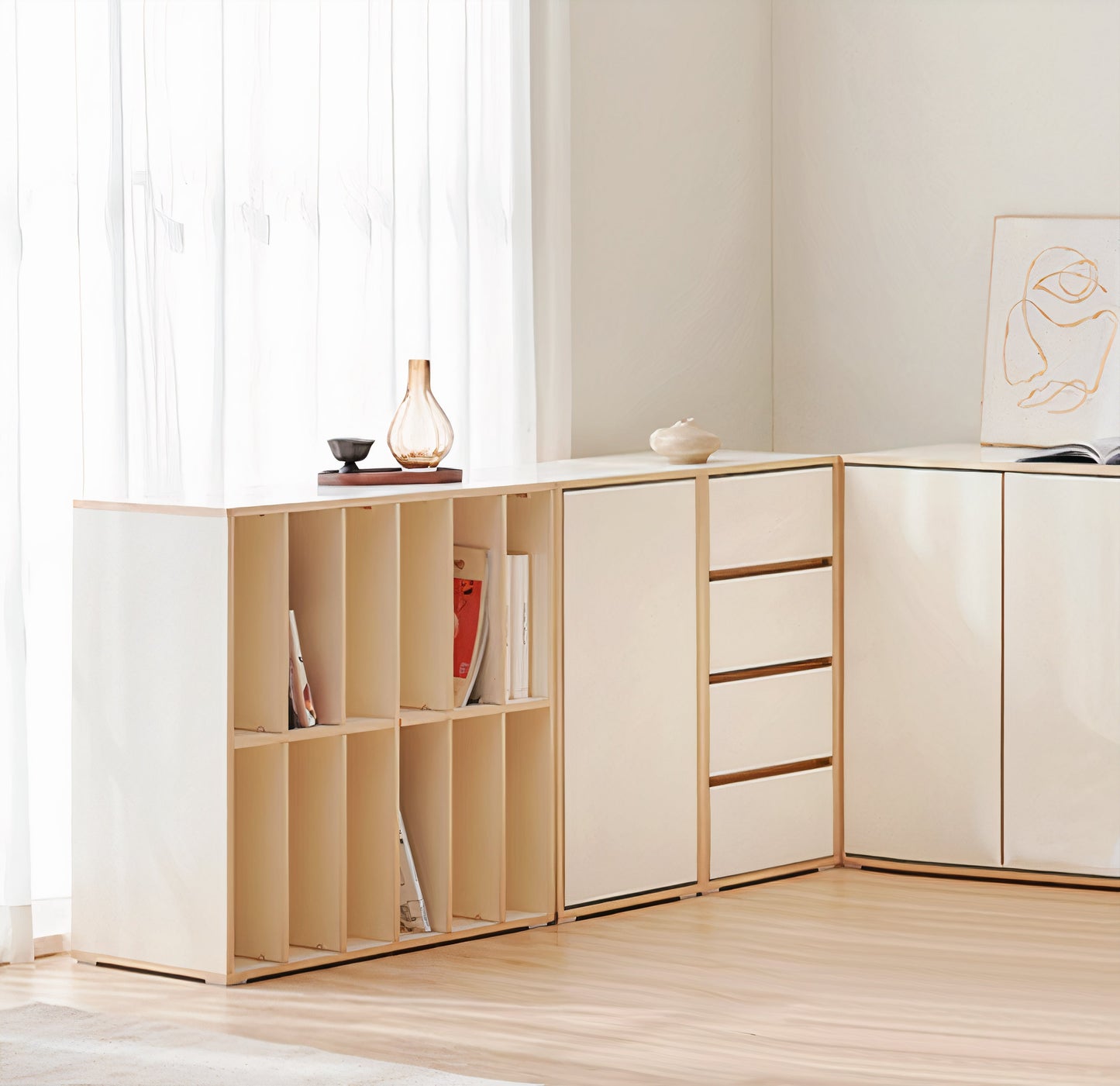 Modern Tall Storage Cabinet with Dividers