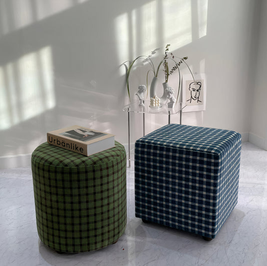 Check Pattern Fabric Stool