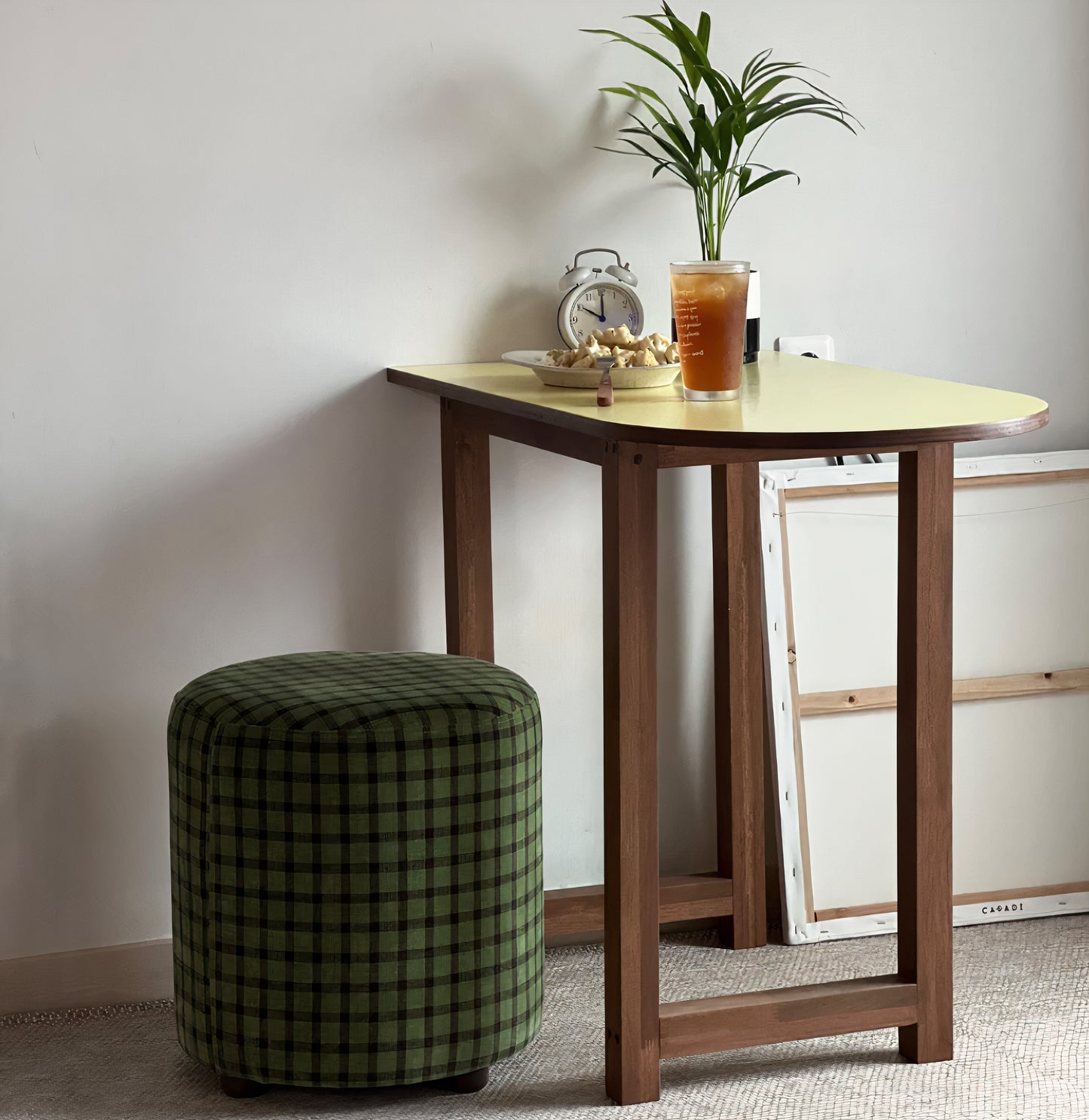 Check Pattern Fabric Stool