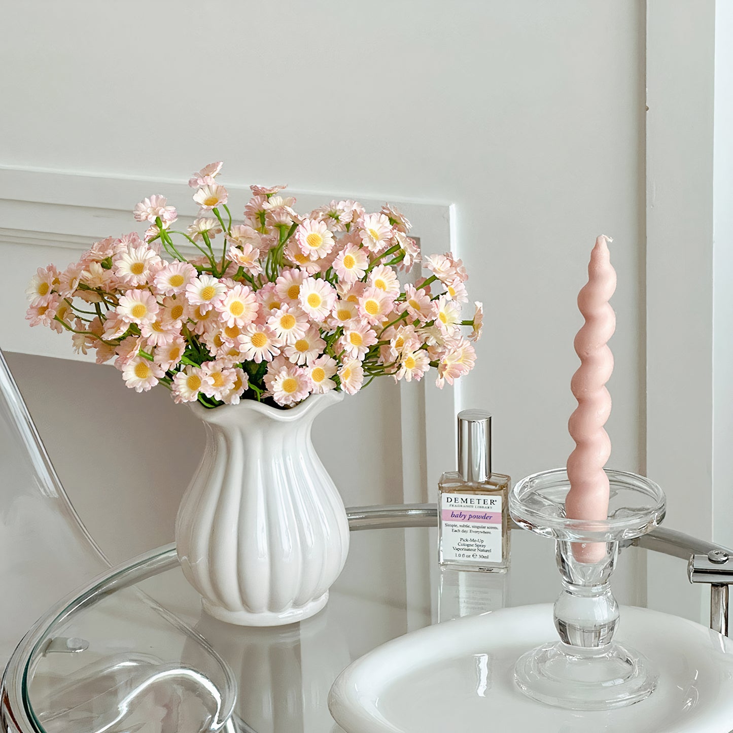 Short Pleated White Vase