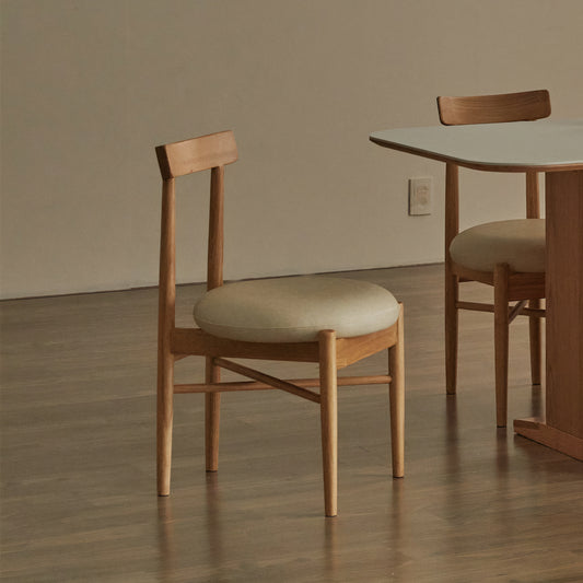 Round Cushion Wooden Dining Chair