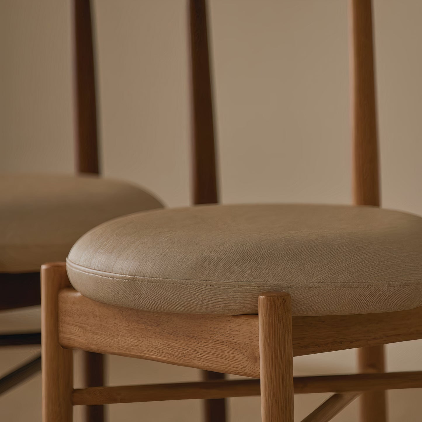 Round Cushion Wooden Dining Chair