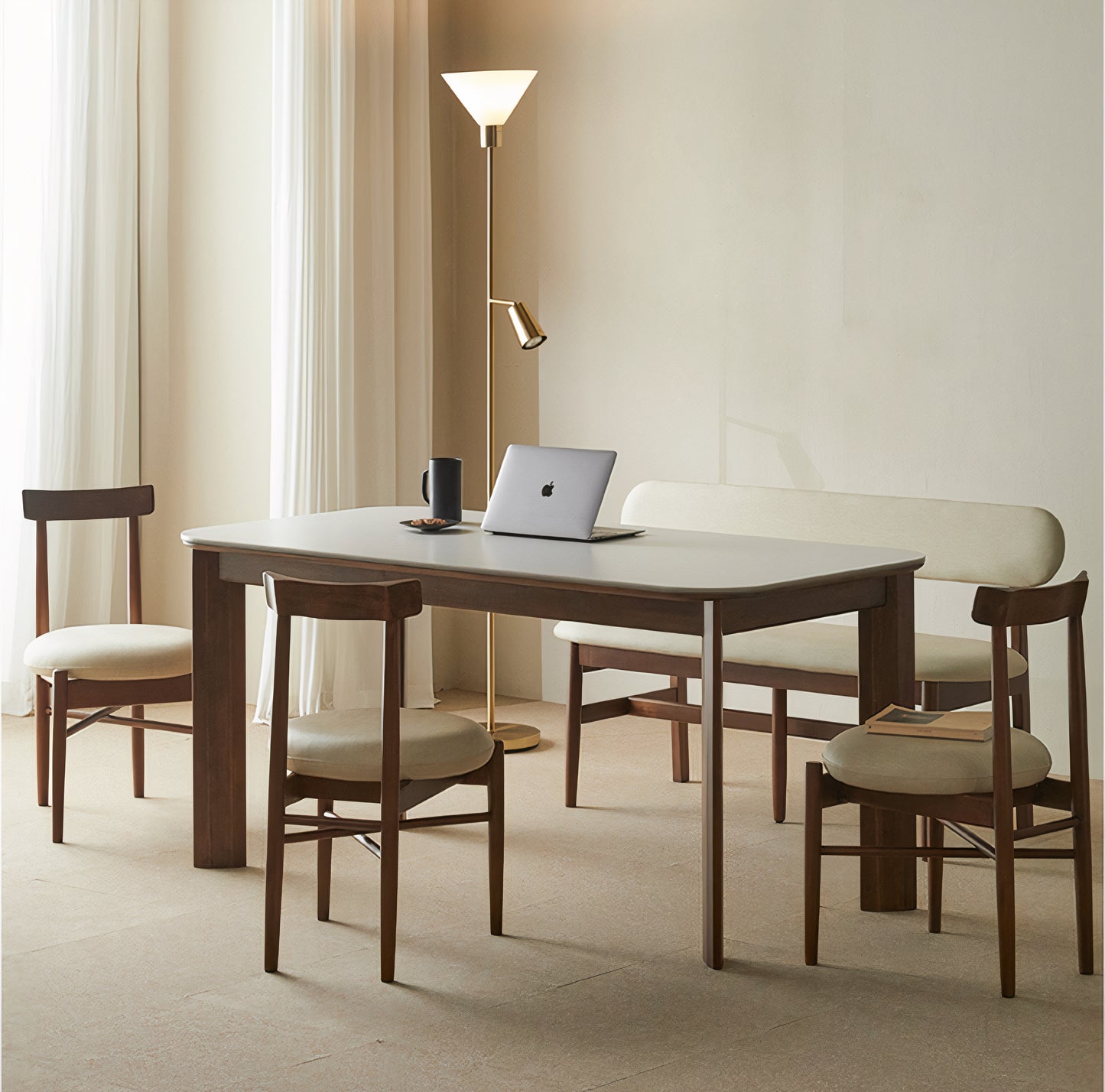 Round Cushion Wooden Dining Chair