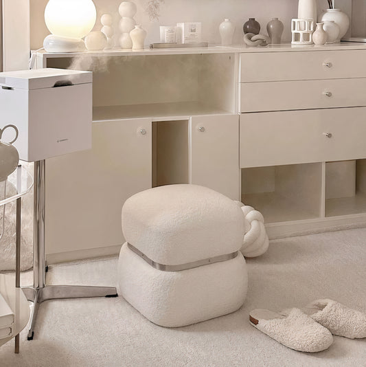 Ivory Bouclé Bubble Stool