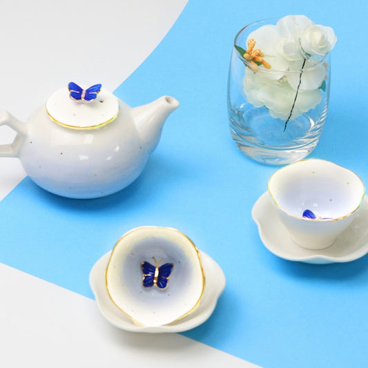 Butterfly Watercolor Tea Set – Korean Ceramic Teapot & Cups
