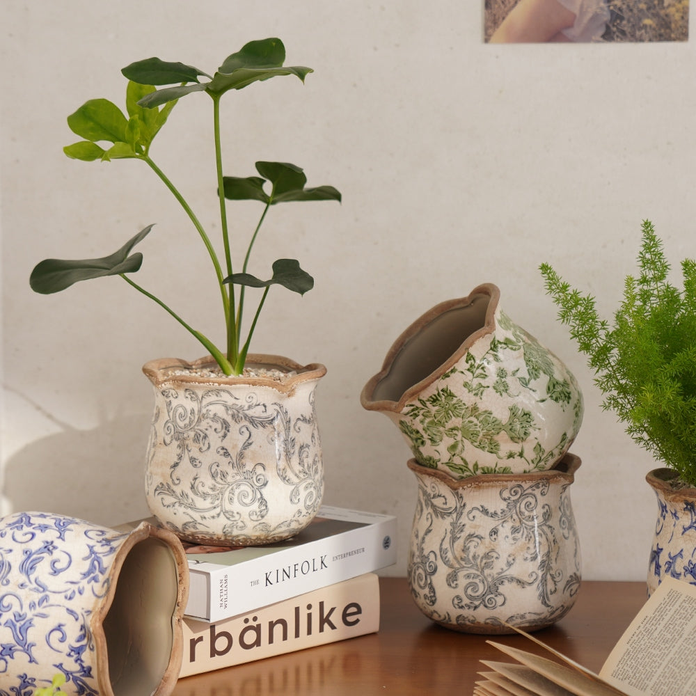 Antique Painted Tulip Flower pot