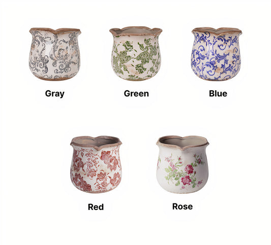 Antique Painted Tulip Flower pot