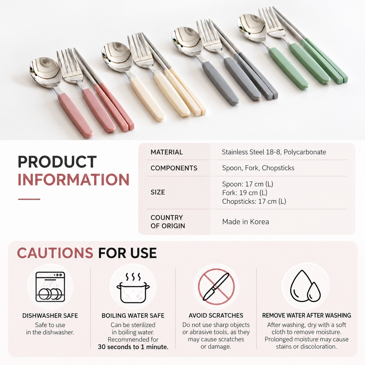 Kids Cutlery Set (Spoon, Fork & Chopsticks)
