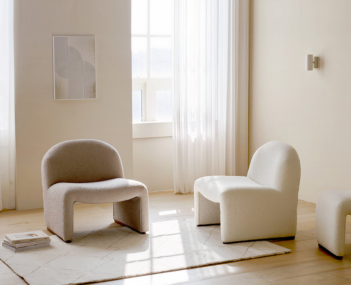 Curved Bouclé Lounge Chair