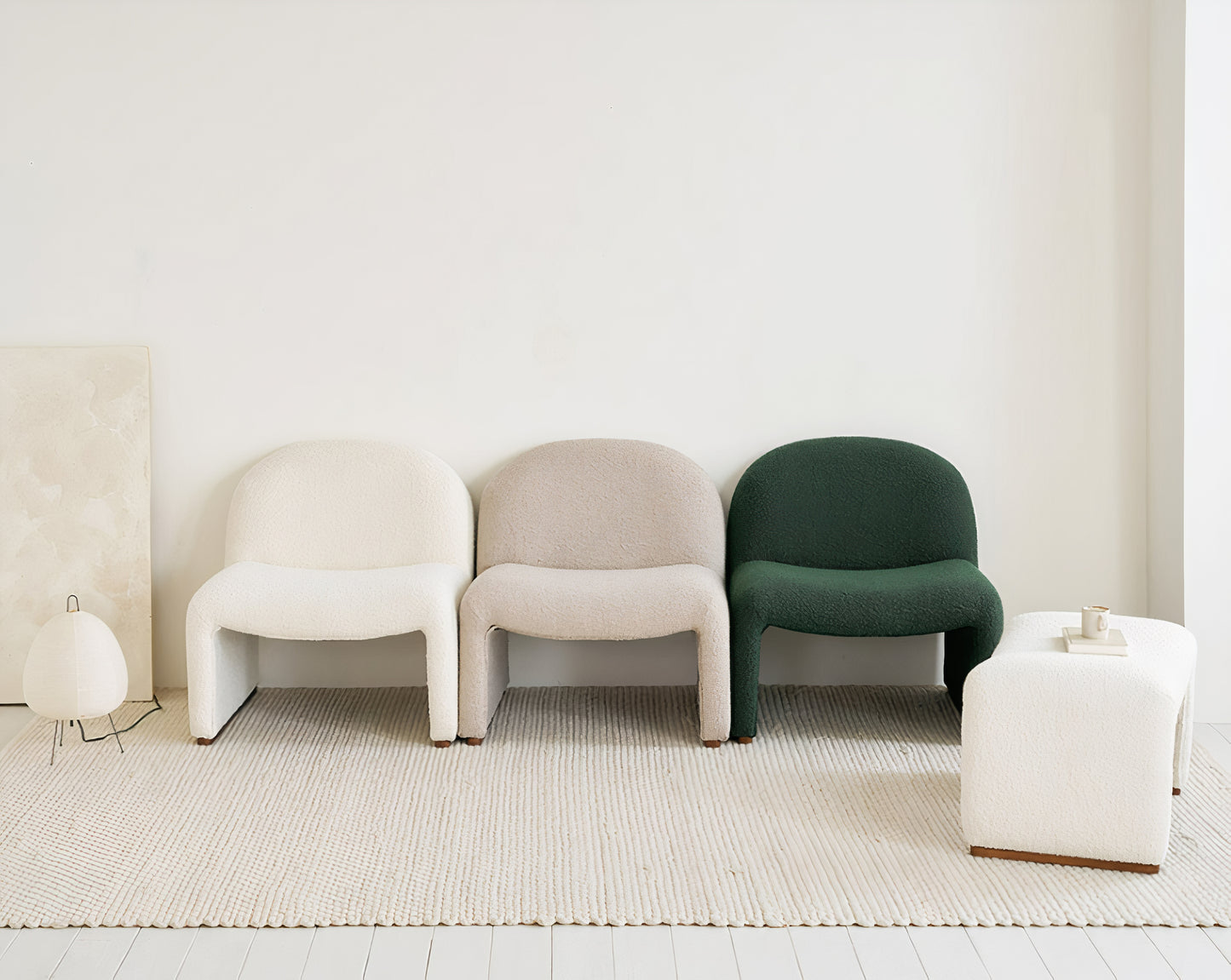 Curved Bouclé Lounge Chair