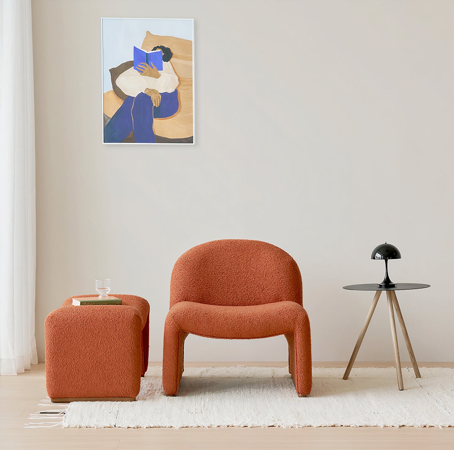 Curved Bouclé Lounge Chair
