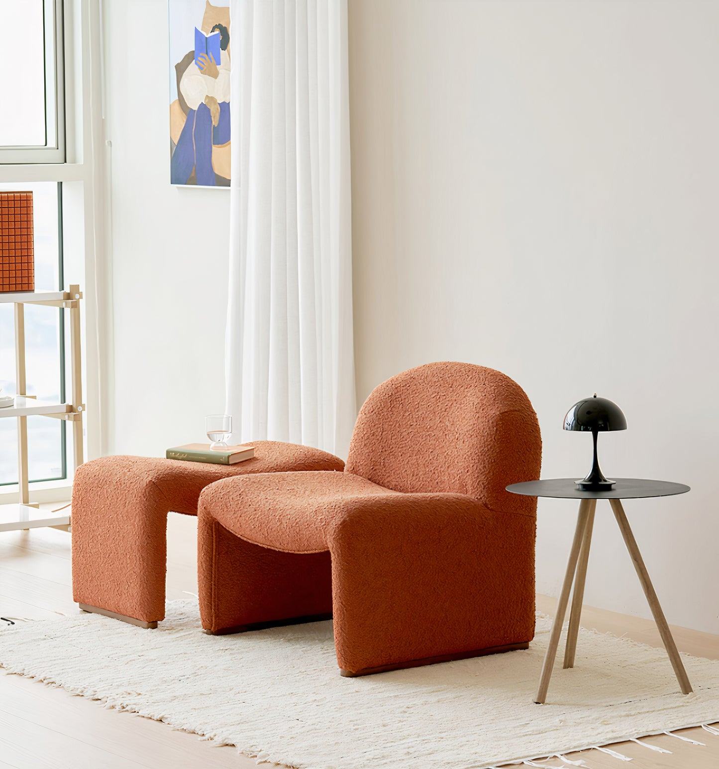Curved Bouclé Lounge Chair