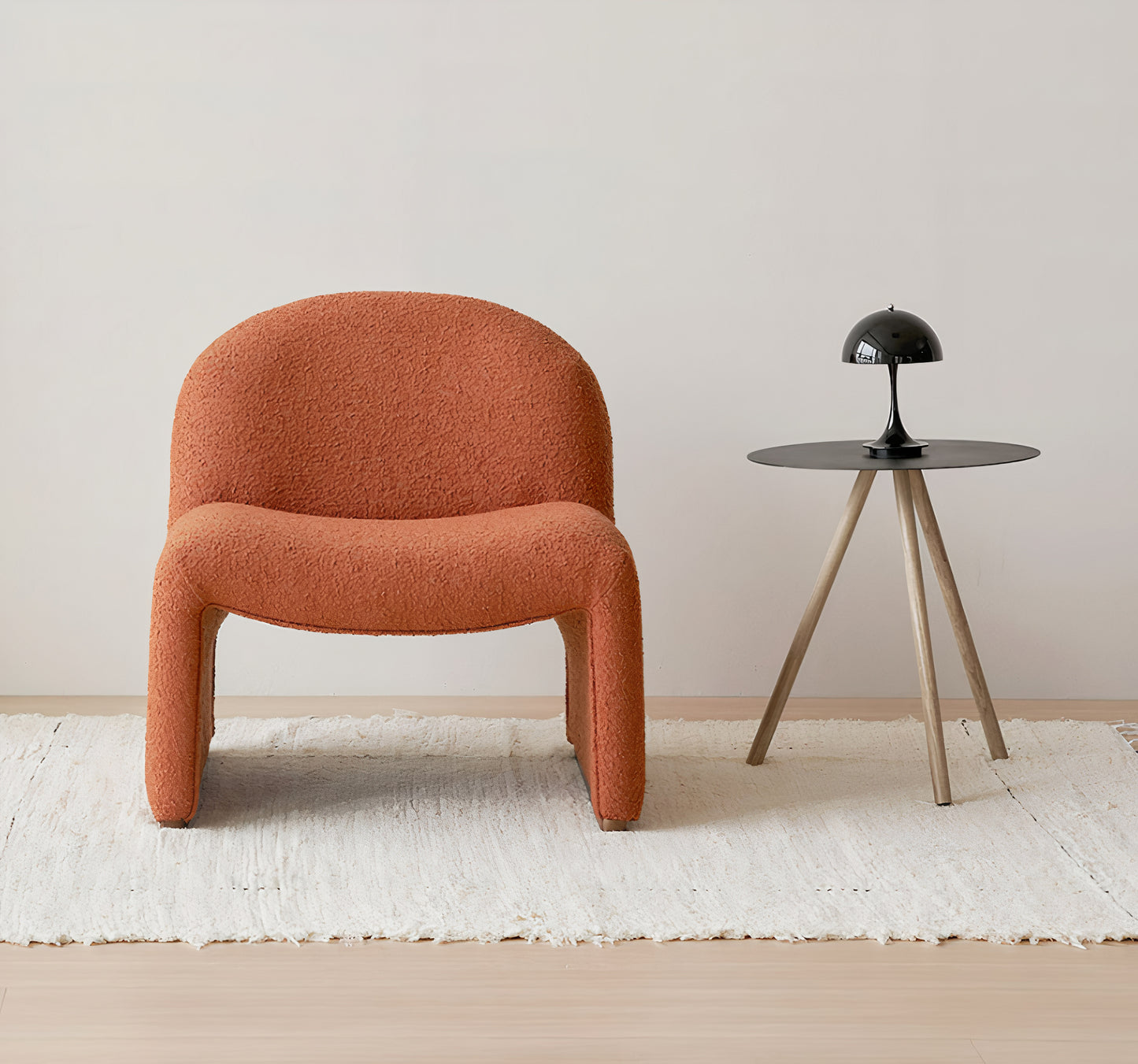 Curved Bouclé Lounge Chair
