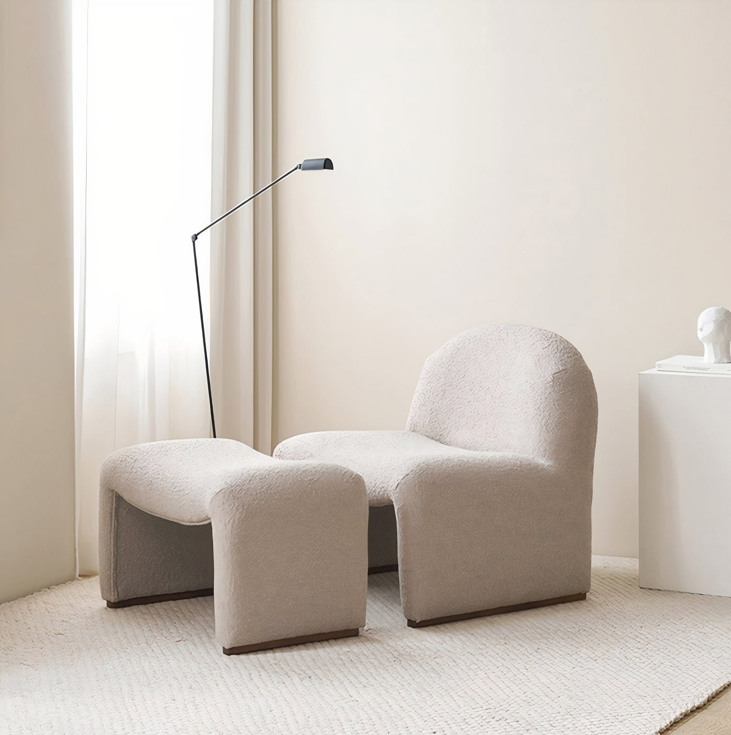 Curved Bouclé Lounge Chair
