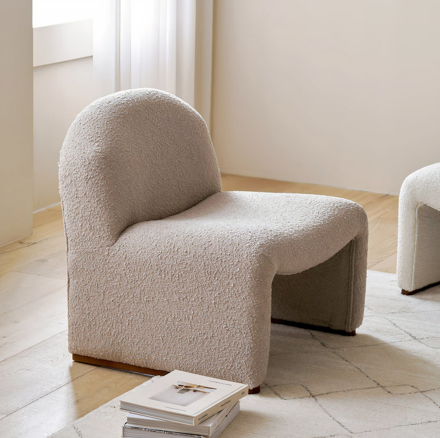 Curved Bouclé Lounge Chair