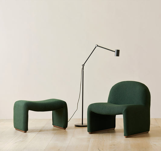 Curved Bouclé Lounge Chair