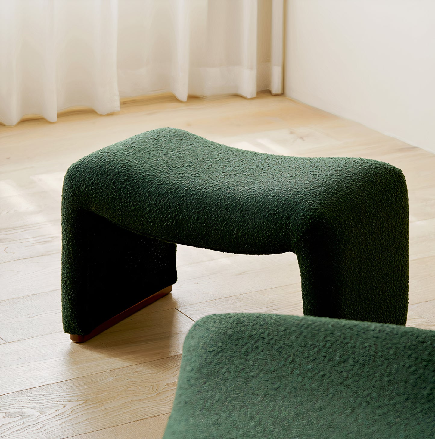 Curved Bouclé Lounge Chair