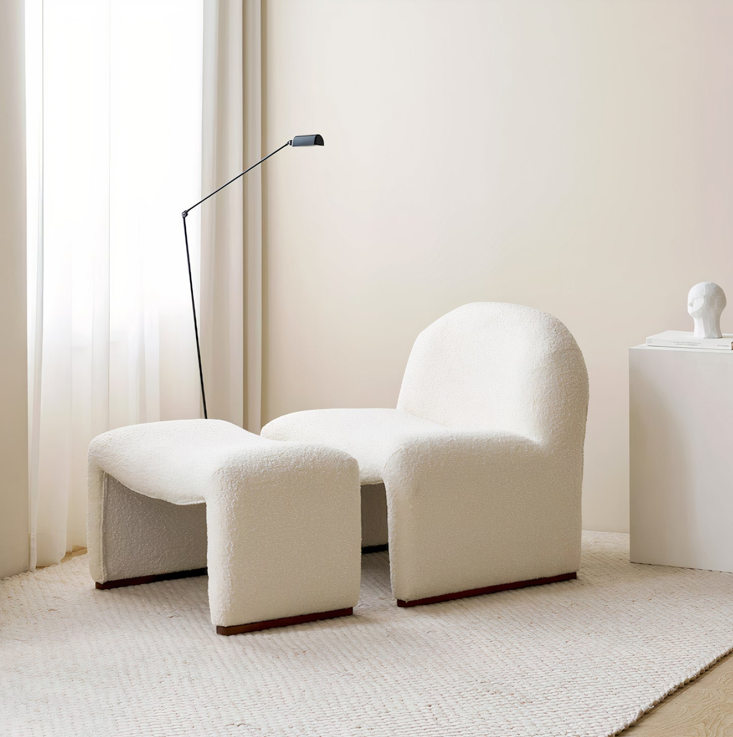 Curved Bouclé Lounge Chair