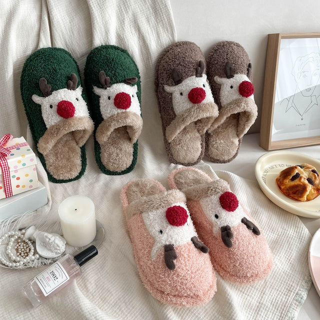 Rudolph Fuzzy Winter Slippers – 3 colors