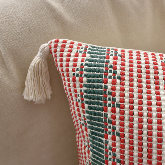 Holiday Woven Tassel Pillow Cover (18" × 18")