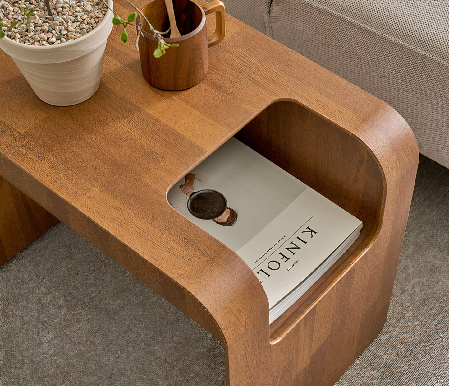 Multi-Use Curved Side Table