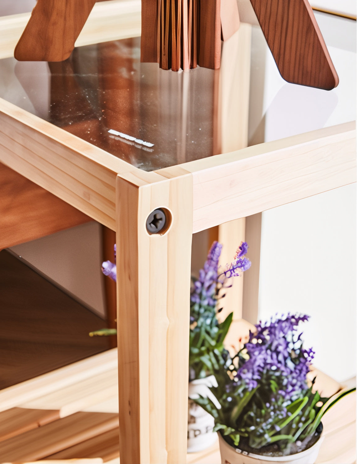 Wooden Tempered Glass Side Table